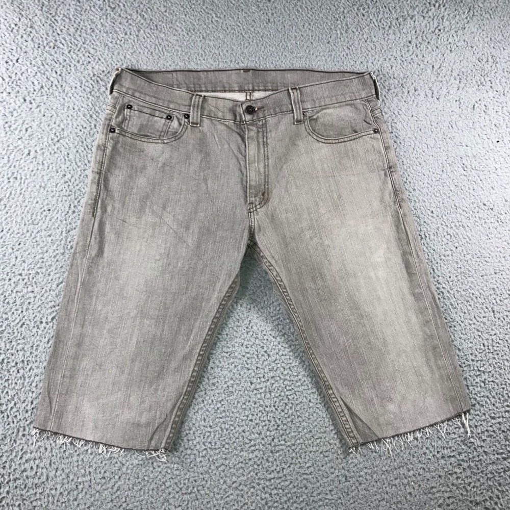 Levis Denim Shorts Men 36 Grey Cut Off Jorts y2k Grunge Gorpcore Blokecore Edgy